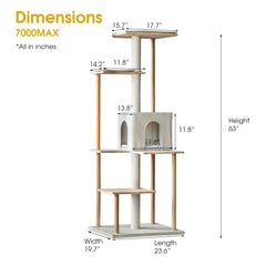 MWPO 63.8" Luxury Modern Wood Cat Tree WS7000 MWPO 63.8" Luxury Modern Wood Cat Tree WS7000