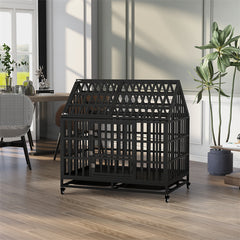 44” Heavy Duty Dog Cage pet Crate with Roof 44” Heavy Duty Dog Cage pet Crate with Roof