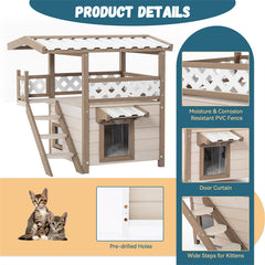 30" Feral Cat House Outdoor Indoor Kitty Houses, 2 Story Design Perfect for Multi Cats 30" Feral Cat House Outdoor Indoor Kitty Houses, 2 Story Design Perfect for Multi Cats