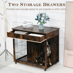 38” Dog Crate Furniture, Wooden Dog Crate End Table 38” Dog Crate Furniture, Wooden Dog Crate End Table