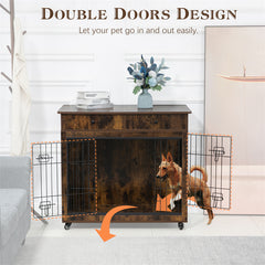 38” Dog Crate Furniture, Wooden Dog Crate End Table 38” Dog Crate Furniture, Wooden Dog Crate End Table