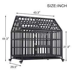 44” Heavy Duty Dog Cage pet Crate with Roof 44” Heavy Duty Dog Cage pet Crate with Roof
