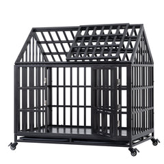 44” Heavy Duty Dog Cage pet Crate with Roof 44” Heavy Duty Dog Cage pet Crate with Roof