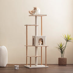 MWPO 63.8" Luxury Modern Wood Cat Tree WS7000 MWPO 63.8" Luxury Modern Wood Cat Tree WS7000