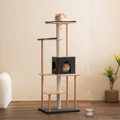 MWPO 63.8" Luxury Modern Wood Cat Tree WS7000 MWPO 63.8" Luxury Modern Wood Cat Tree WS7000
