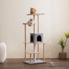 MWPO 63.8" Luxury Modern Wood Cat Tree WS7000 MWPO 63.8" Luxury Modern Wood Cat Tree WS7000