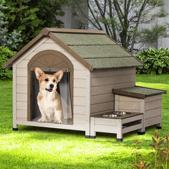 40" Outdoor Fir Wood Dog House with An Open Roof Ideal For Small to Medium Dogs