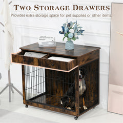 38” Dog Crate Furniture, Wooden Dog Crate End Table