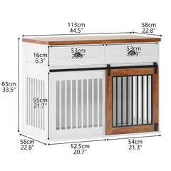 44" Furniture Style Dog Cage, Wooden Double Door Dog Cage
