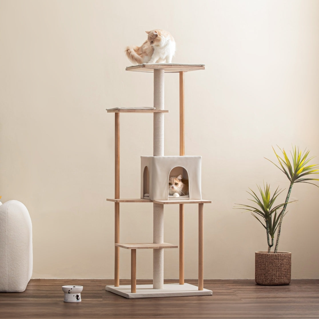 MWPO 63.8" Luxury Modern Wood Cat Tree WS7000